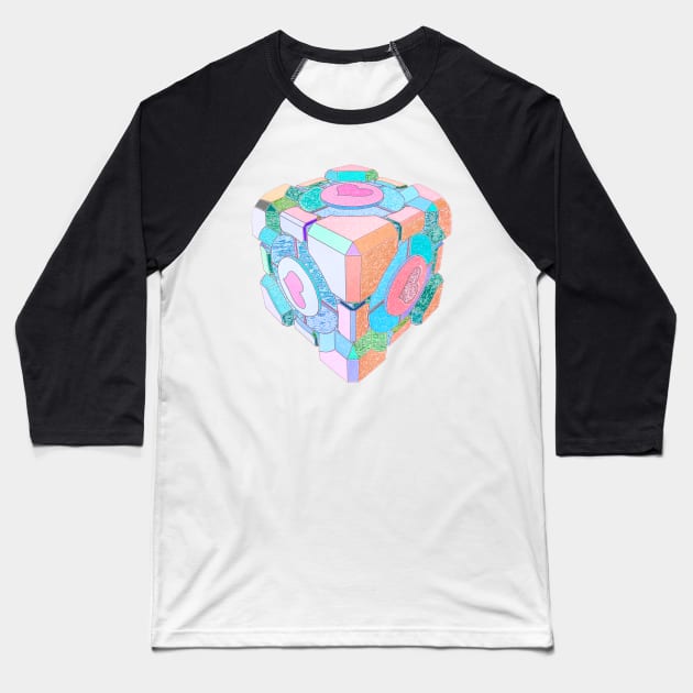 My Companion Cube Baseball T-Shirt by Toshi